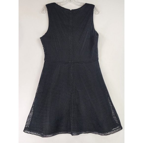 Charles Henry Dress Womens Large Black Net Pattern V Neck Fit Flare Night Out - Picture 2 of 13